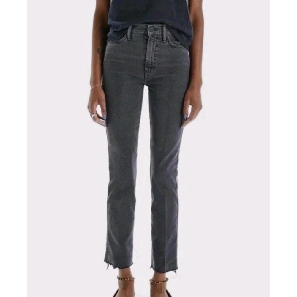 MOTHER High Rise Jeans in Dark Gray
